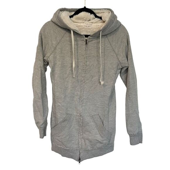 New Era Tops - New Era Teen Women's Juniors Sherpa Fleece Lined Zip Up Hooded Sweatshirt Gray S